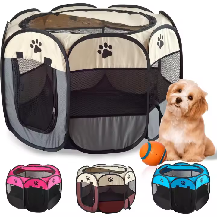 JUPPLIES Parque para Perros Pequeños y Medianos Plegable 73 x 73 x 43cm - Jaula Perro, Gato, Cachorro, Conejo - Corralito para Perros y Mascotas con Pelota de Juguete Ideal para Juegos - Cercado para Perros - 1