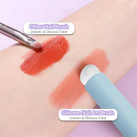 2pcs Pinceles De Uñas De Silicona Cabeza Plana Y Afilada Brochas De Maquillaje Reutilizables Para Arte De Uñas Y Gradient Ombre - details 2