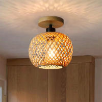 Lámpara Colgante De Bambú Tejida Decorativa Para Pasillo Y Sala De Estar E27 Fuente De Iluminación Moderna Y Retro - details 5