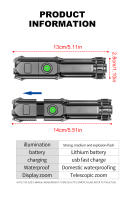 Linterna Táctica Recargable LED Con Zoom Telescópico Y USB Luz De Escenario Portátil Para Camping Y Exterior - details 6