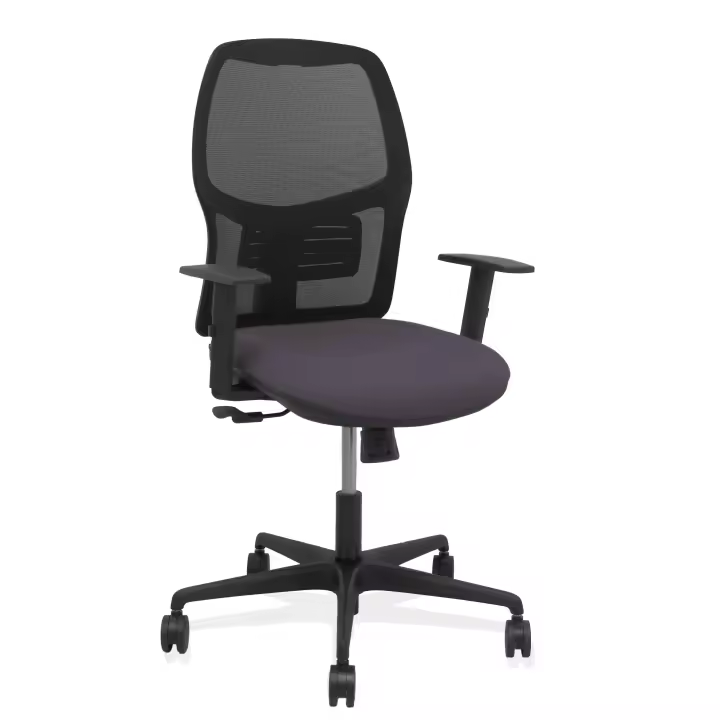 Silla Alfera sincro malla negra bali gris oscuro brazo regulable - 1