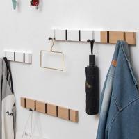 Perchero de pared plegable con 5 ganchos plegables, perchero de madera - details 2