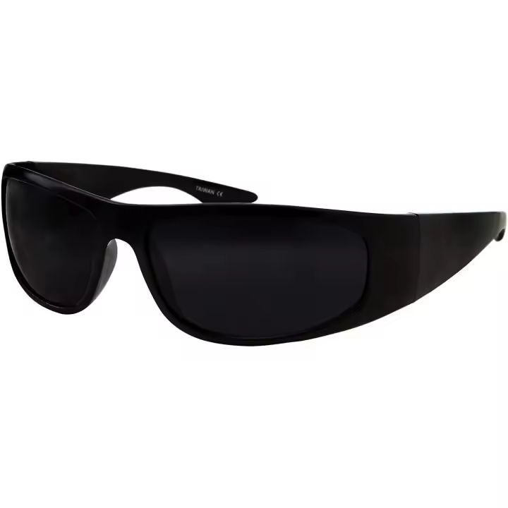 Super Dark Lens Black Sunglasses | Biker Style Rider | Wrap Around Frame - 1