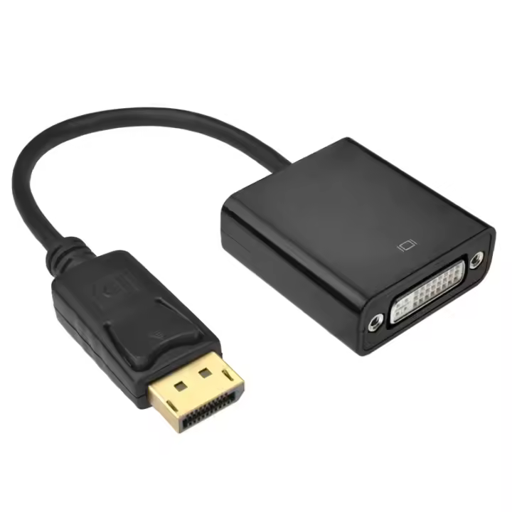 FGNS. Adaptador DisplayPort a DVI 1080p, Convertidor DP Macho a DVI Hembra para Pantallas, Monitores, Proyectores... Negro - 1