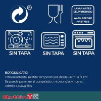 Set 4 Recipientes de Alimentos de Vidrio Borosilicato con Tapa Quttin – Set 4 Fiambreras - Juego de 4 Piezas (300cc, 550cc, 750cc, 1100cc) – Aptos para Microondas, Horno, Lavavajillas y Congelador – Resistentes a Altas y Bajas Temperaturas - details 1