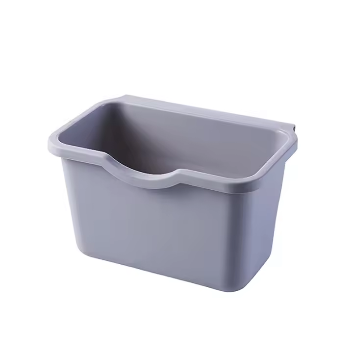 Cesta De Basura De Cocina Montada En La Pared Plástica Cuadrada Para Armario Puerta Colgante De Estante De Escritorio - 1