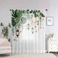 Valance De Ventana Decorativo Estilo Pastoral Con Patrón De Planta 2 Piezas Malla Translúcida Para Decoración De Sala De Estar Y Dormitorio - details 8