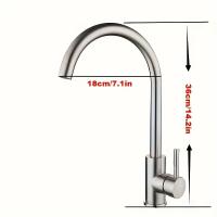 Grifo De Cocina De Acero Inoxidable 1pc Rotativo 360° Anti-salpicaduras Para Fregadero Agua Caliente Y Fría Montaje En Plataforma - details 1