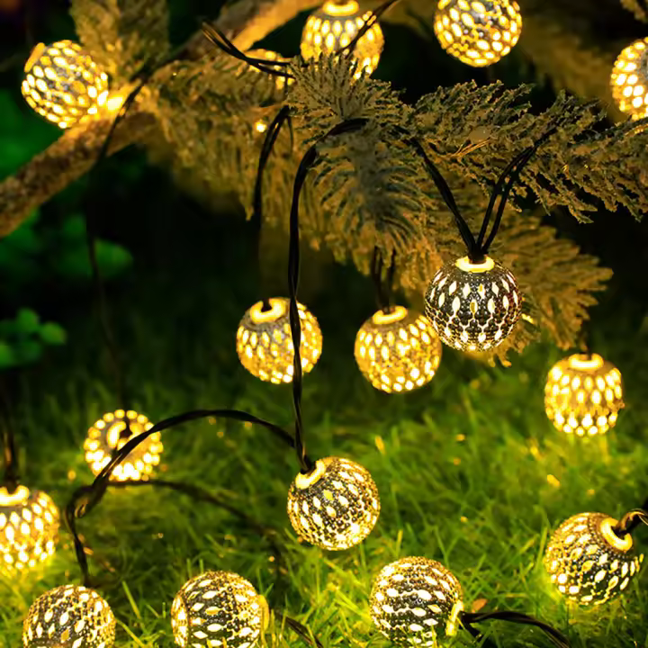Luces De Cadena Solar De Bollos Marruecos 5-12m 100/50 LED Impermeables Para Decoración De Jardín Fiesta Hogar Luz De Globos De Luces Faeiras - 1