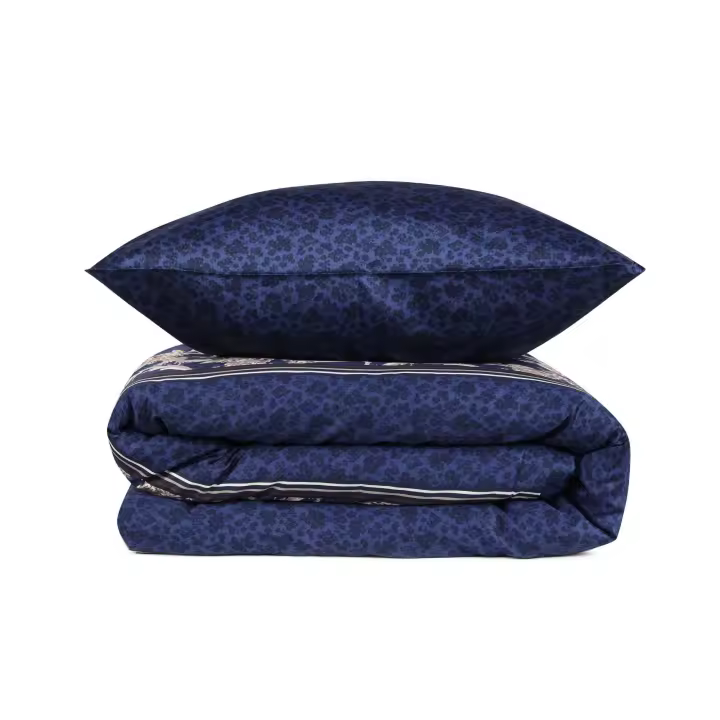 Wellhome Funda Nórdica Satén de Algodón 240x220 Azul Oscuro Beige Marrón - Suavidad Garantizada - 1
