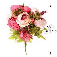 Lujosa Decoración De Flores Artificiales De Seda Peonía 53CM Para Hogar Sala De Estar Vaso Decoración De Boda Centro De Mesa Vintage - details 2