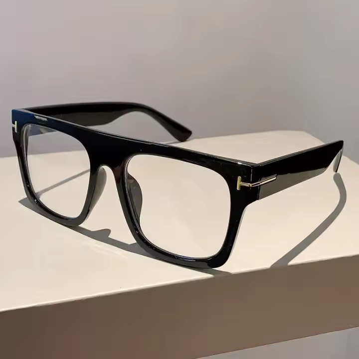 Gafas Antiglareante Retro De Marco Grueso Cuadrado Para Hombres Y Mujeres Gafas Planas De Moda Con Filtro Anti-Luz Azul - 1