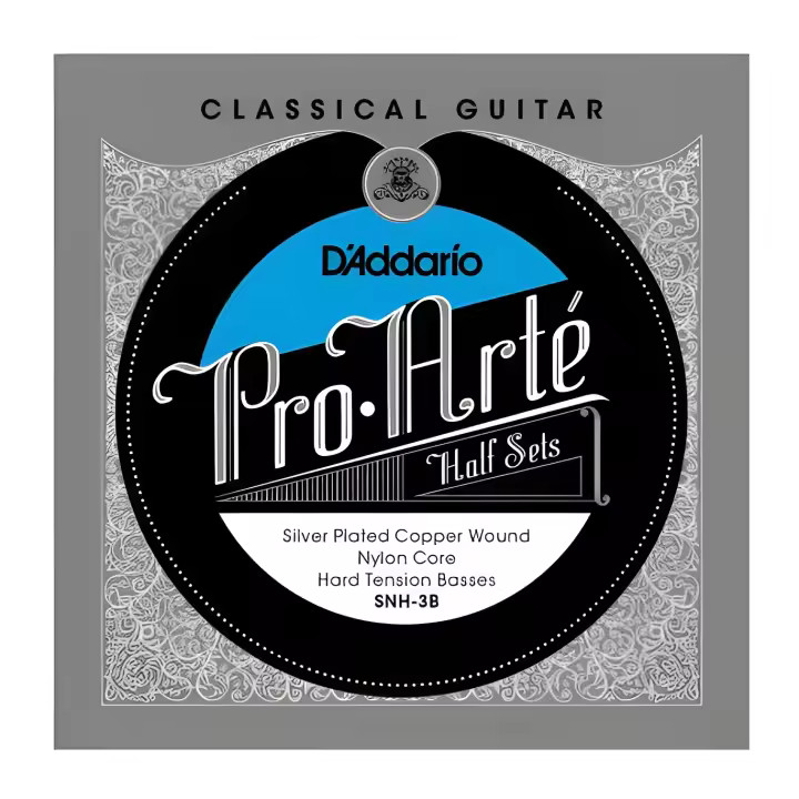D'Addario SNH-3B Pro-Arte Silver Plated Copper on Nylon Core Classical Guitar Half Set, Hard Tension - 1