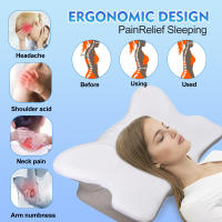 Almohada Ortopédica Pulatree Para Dolor De Cuello Y Hombros Sin Olor Espuma De Memoria Almohada Ergonómica Para Dormir Cervical De Poliéster Y Algodón - details 1