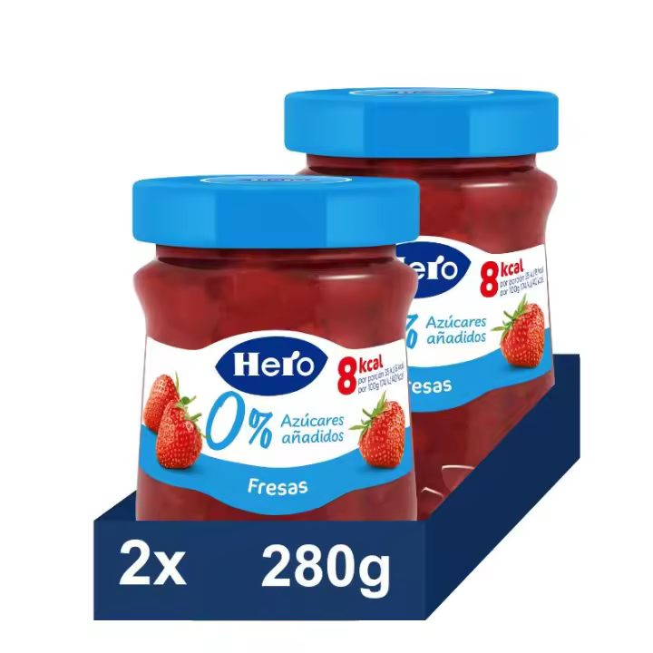 Hero. Mermelada de Fresa, 0% Azúcar añadido. Pack 2x280g - 1