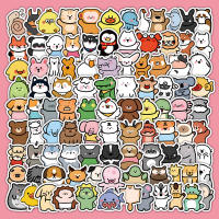 100PCS Pegatinas De Dibujos Animados Lindos Y Mixtos Para Bicicleta Libreta Y Estuche De Lápiz Decoraciones De Papel Sintético - details 1