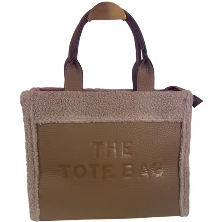Everlyx - Bolso tipo tote con borde de borrego - Modelo Loslo - Mujer - 34 x 27 cm - 1
