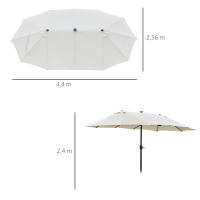 Paraguas Doble con LED, 440x256 cm, Paraguas de Jardín con manivela de mano, Paraguas de Patio en Color Blanco Crema para Jardín y Terraza - details 6