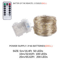 Luces De Fairy LED De 5M/10M/20M Con Control Remoto Y Batería USB Lámparas De Cobre Para Decoración De Fiestas Y Bodas - details 2