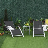 Set de Asientos de Jardín de Malla Metálica Negro, 2 Sillones Y 1 Mesa, Ideal para Patio y Balcón - details 0