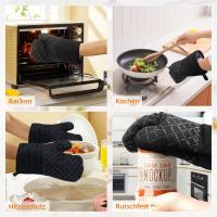 ZbazamgP Manoplas Horno Guantes de Cocina Algagón: 2 Antideslizante Manoplas Cocina Y 2 Juego de Mantel Individual - Guantes para Horno Diseño Antideslizante de Silicona para Cocinar Hornear near Microonda Negro - details 5