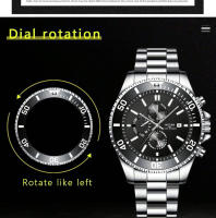 Reloj De Negocios Para Hombre Lujo Cuarzo Reloj Cuarzo Luminoso Silvery Male Luminous Clock Con Fecha Completa Y Clavija De Pulsera - details 2