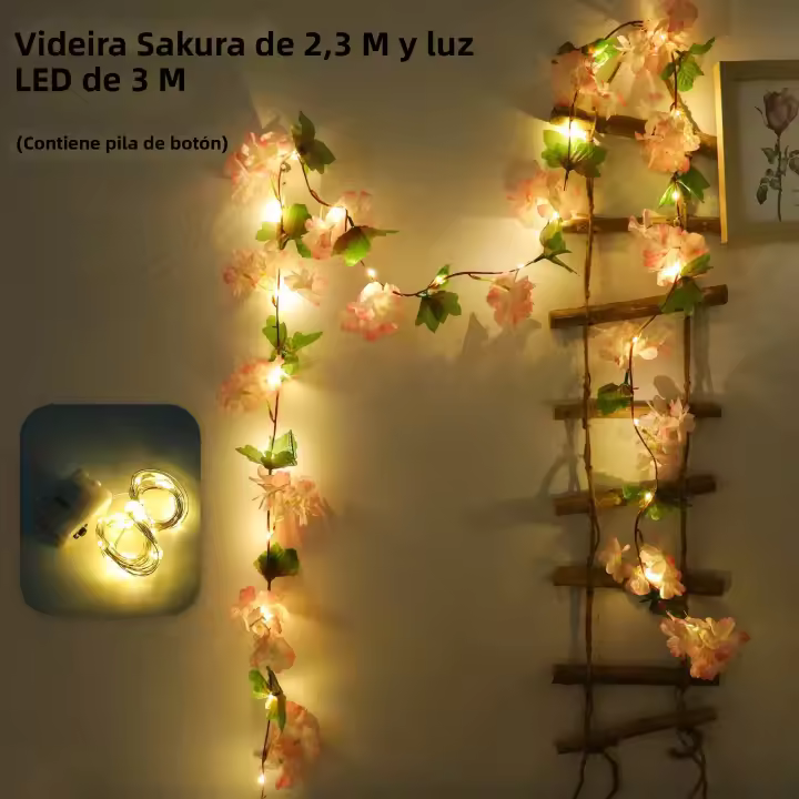Arbusto De Sake Artificial Con Cadena De Luces Decoración De Boda Y Fiesta Vino De Cerezo De Seda Para Jardín Puerta Y Habitación - 1