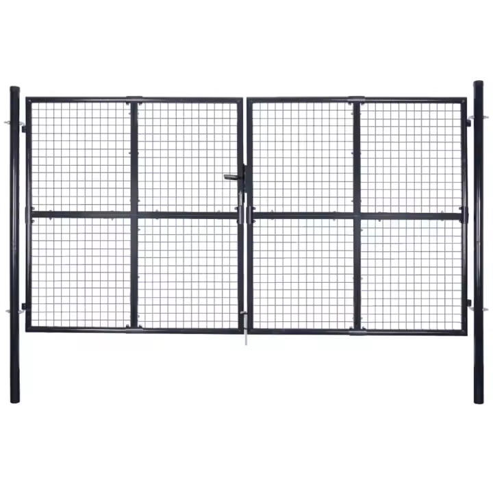 vidaXL Puerta de malla de jardín acero galvanizado gris 289x175 cm - 1
