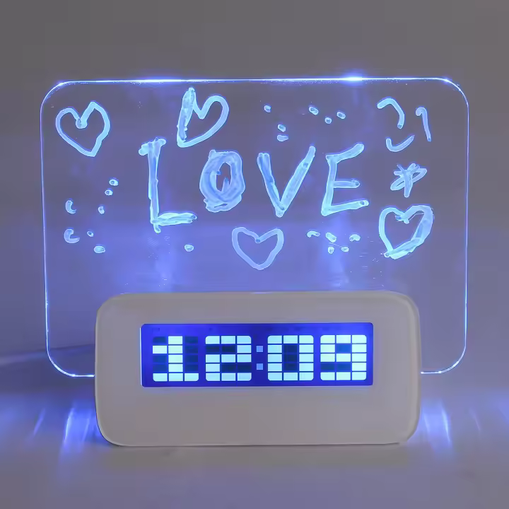 Reloj despertador LED multifuncional, Calendar, termómetro, tablero fluorescente y Resaltador, 4 Puertos USB, Regalos de Navidad, Halloween, Año Nuevo y Nacimiento (Luz Azul) - 1