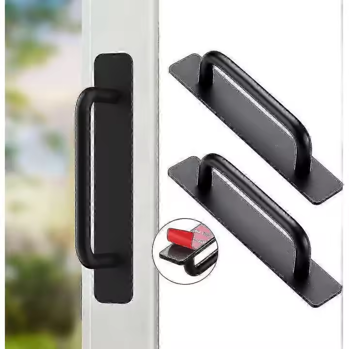 2 Tiradores autoadhesivos para muebles, de Aluminio, para Puertas corredores, para muebles de Cocina, muebles y dormitorios, 147 mm (Negros) - 1
