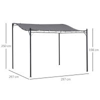 Outsunny Cenador de Jardín 3x3 m Pérgola con Toldo y 16 Orificios de Drenaje para Patio Terraza Metal y Poliéster 180 g/m² Resistente Gris - details 2