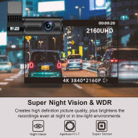 Cámara DVR De Coche Mini Dash Cam 4K 2160P Con WIFI GPS Lente Dual Grabación De Video Negro Bocina Visión Nocturna Para Automóvil - details 3