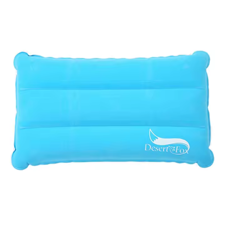 Cojín Inflable Portátil Desert&Fox Para Camping Doble Cara Con Recubrimiento De Paja Plegable Pequeño Espacio Para Viajes Al Aire Libre Tamaño 42x24 Cm Colores Naranja Y Azul - 1