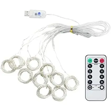 BEL AIR HOME Cortina de Luces LED 3x3m - Luz Cálida - Mando a Distancia - USB Incluido - 1