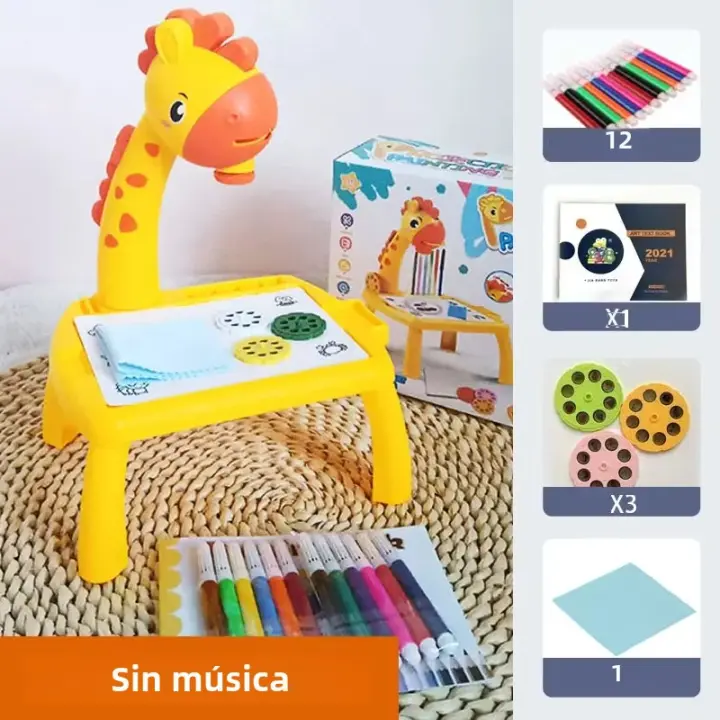Mesa De Dibujo Con Proyector LED Para Niños Set De Pintura Juguete Educativo Herramientas De Aprendizaje Tablero De Dibujo Para Niños - 1