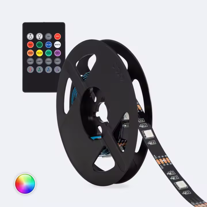Ledkia Tira LED 5V RGB 24 LED/m 2m IP20 KIT con USB para Televisión RGB - 1