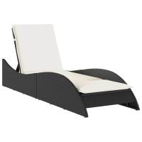 vidaXL Tumbona con cojín ratán sintético 60x205x73 cm Negro, Marrón, Gris Sillas de Exterior Ideal para jardín, playa, piscina, terraza Tumbona Piscina Tumbonas Playa Tumbonas Jardín Exterior - details 5