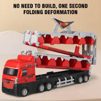 Camión De Contenedor Ejector Con Vía Plegable Coche De Ingeniería Para Niños Juguetes De Retroceso Pull Toy Regalos De Navidad Aleación De Plástico ABS Edad Recomendada 4-12 Años - details 4
