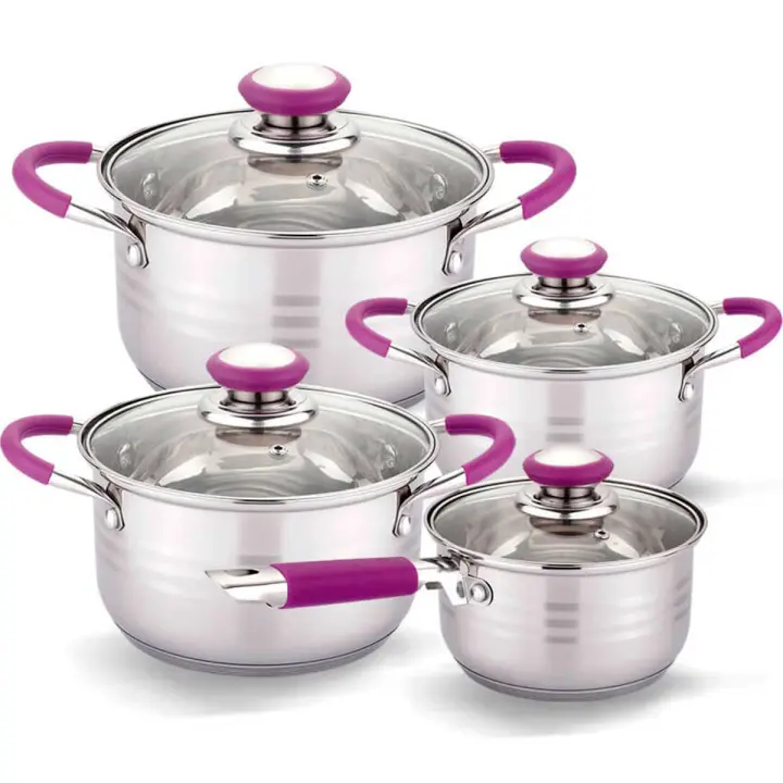 Batería Cocina Set 8 Piezas Vitro Inducción Acero Morado Gridinlux - 1