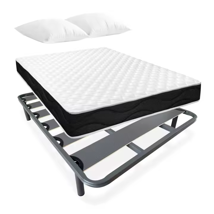 Duérmete Online - Pack de Colchón viscoblack viscoelástico + Somier de laminas reforzadas , patas incluidas (OBSEQUIO ALMOHADAS) (ENVIO INCLUIDO) - 1