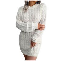 Vestido De Coctel Para Mujer Estilo Casual De Otoño/invierno Cuello Redondo Cintura Alta Abrigo Suéter De Alta Calidad Y Cómodo Vestido Manga Batwing De Polyester Silken Cintura Natural - details 3