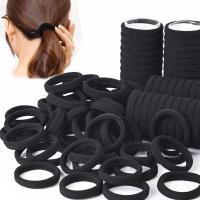 50/100pcs Cinturones Para El Cabello Negros Elásticos Para Mujeres Y Niñas Amarre De Goma Para Cola De Caballo Accesorio De Pelo - details 0