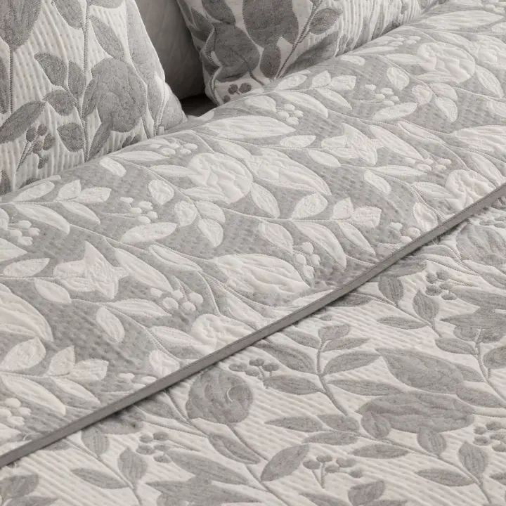 GAMUSI - Colcha jacquard ligera algodón entretiempo primavera verano diseño floral SALVI - 1
