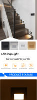 Lámpara De Pared Revestida Con Sensor De Movimiento LED Para Escaleras Y Pasillos Luz De Peldaño AC85-265V Moderna Y Eficiente - details 1