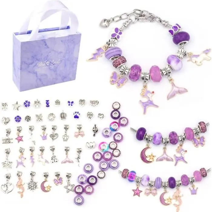 Juego de cuentas para niños para hacer joyas, collares, pulseras, bandas para el cabello, kit de bricolaje, manualidades y fabricación de joyas - 1