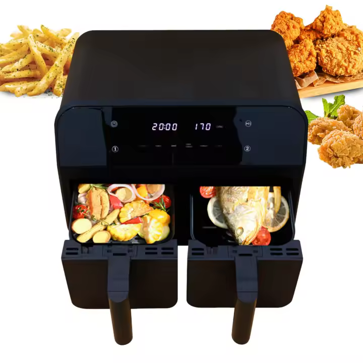 Horno Eléctrico Doble Cajón + Freidora de Aire Inteligente, 1500W Multifuncional para Cocina, Combinado para Hornear/Asar/Cocinar al Vapor/Papas Fritas/Carne, Todo en 1, Hogar - 1
