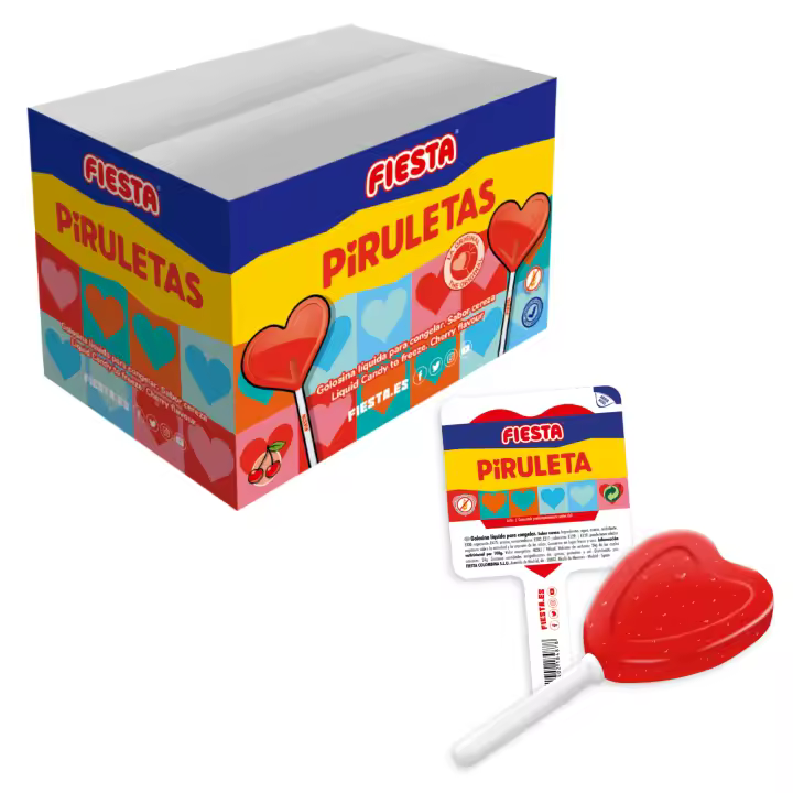 Piruleta Congelable Cereza - FIESTA - Flash con forma de Piruleta - 30 Unidades x 60 ml - Sabor Piruleta Cereza - Polines - 1