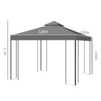 Outsunny Cenador de Jardín 3x3 m Pabellón de Jardín Gazebo con Doble Techo Estructura de Acero 8 Orificios de Drenaje Resistente al Agua Carpa para Exterior Terraza Patio Gris - details 2