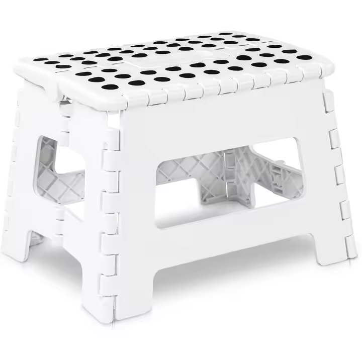 Taburete de Escalera plegable de 23 cm de alto con capacidad de Carga (Blanco, 1Paquete) - 1