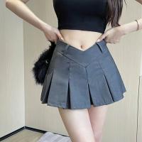Falda Corta Plisada De Cintura Alta Para Mujer Estilo Coreano Solido Antigolpe A-line Para Otoño College Fashion - details 2